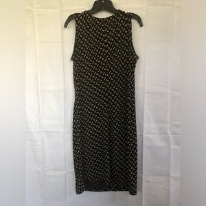 Merona High Neck Black Dress with Tan Polka Dots - Size L